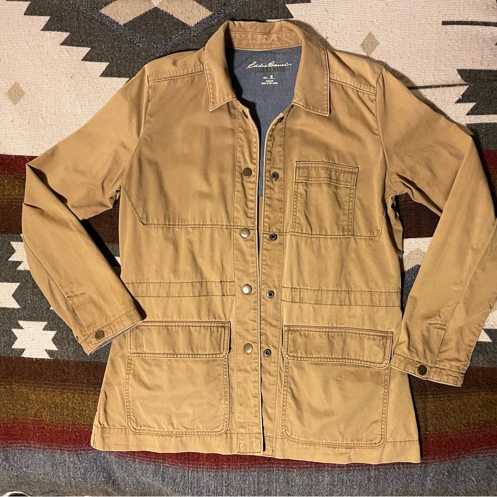Eddie Bauer Cotton Barn Jacket - Wo Medium - Utility Field Coat - Tan/Camel